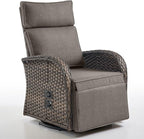 Dual-Adjust Outdoor Swivel Recliner Chair – Wicker Reclining Patio Chair by Belord