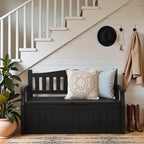 Greesum 80 Gallon Outdoor Storage Bench, Deck Box, Dark Black | - Image 2