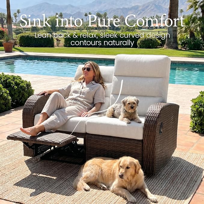 Oversized Wicker Outdoor Recliner Lovseat - Image 5