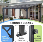 Aoxun 12’x10’ Gazebo with Aluminum Frame & Polycarbonate Panel, Outdoor Patio - Image 7