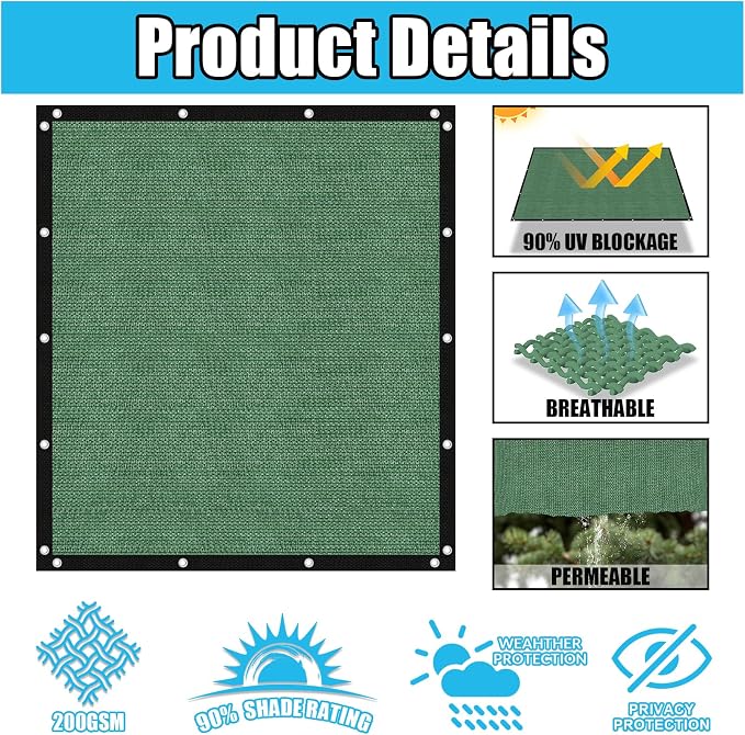 Amagenix 90% Pergola Shade Cover 12' X 24' Sun Shade Cloth - Image 3