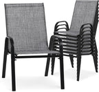 24.4" Wide Outdoor Stackable Chairs Set of 8 | Stacking Patio Chairs by Villeston