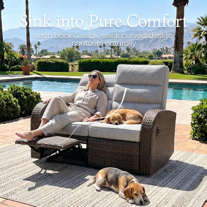 Oversized Wicker Outdoor Recliner Lovseat - Image 5