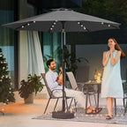 JEAREY 9' Patio Umbrella with Solar Lights, LED Umbrella, Dark Gray | Outdoor - Image 8