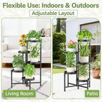 iDavosic.ly Plant Stand Indoor Outdoor, 5 Tier Metal Corner Shelf, Folding - Image 6