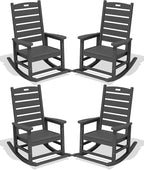 SERWALL Outdoor Rocking Chair Set of 4, Oversized HDPE Rocker, all Weather by SERWALL