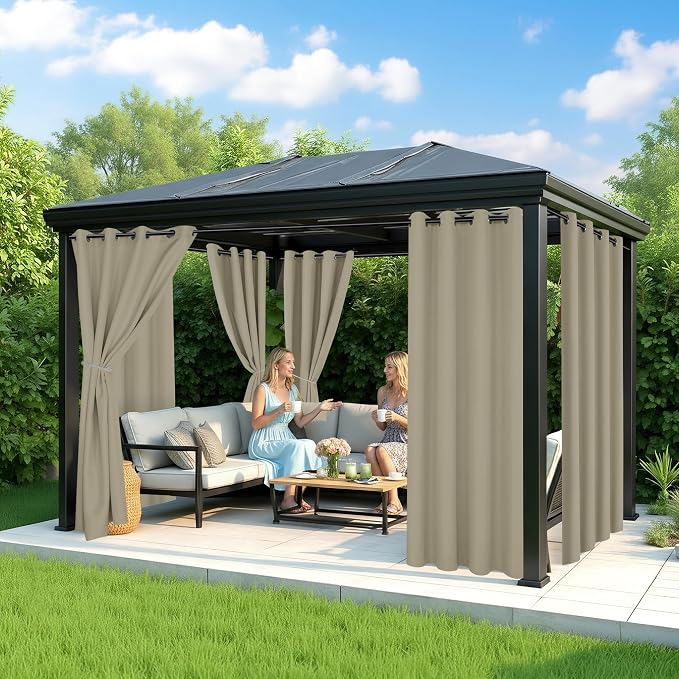 Outdoor Curtains for Patio Waterproof, 6 Drape Panels, Sun Shades | Privacy & - Image 4
