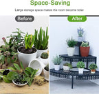 3-Tier Metal Plant Stand, Corner Plant Stands Outdoor Indoor | Semi-circular - Image 7