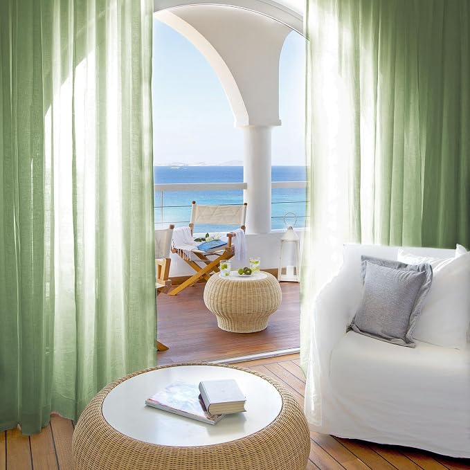 Outdoor Sheer Curtains for Patio Waterproof, 2 Panels Rod Pocket Indoor/Outdoor - Image 6