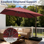 9' X 12' Cantilever Patio Umbrella Rectangle Outdoor Umbrella - Image 3