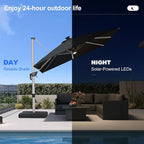 PURPLE LEAF Cantilever Umbrella 9' X 9' Solar LED Light Patio Deck, Stays bright - Image 3
