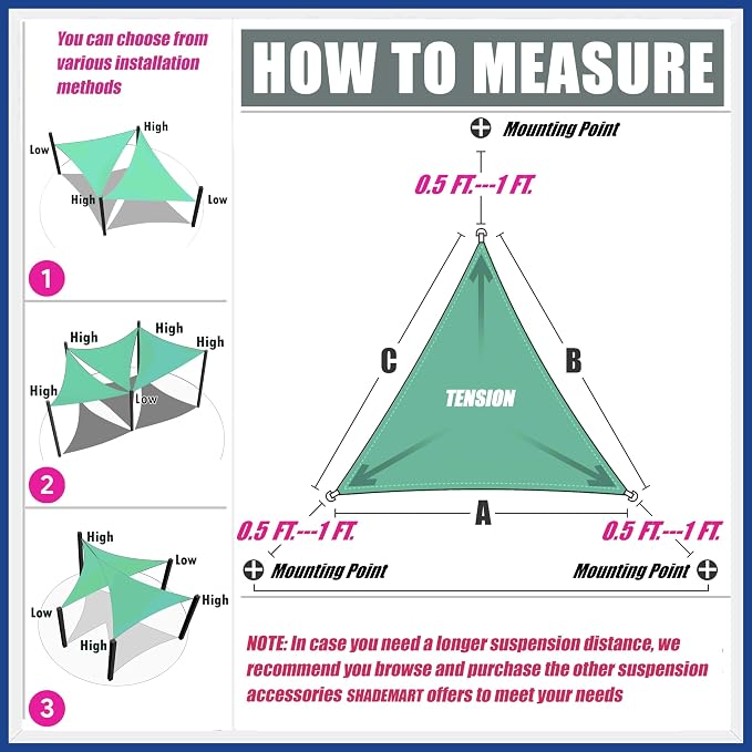 17' x 19' x 25.5' Grey Sun Shade Sail UPF50 Right Triangle SMTAPT12 Canopy - Image 6