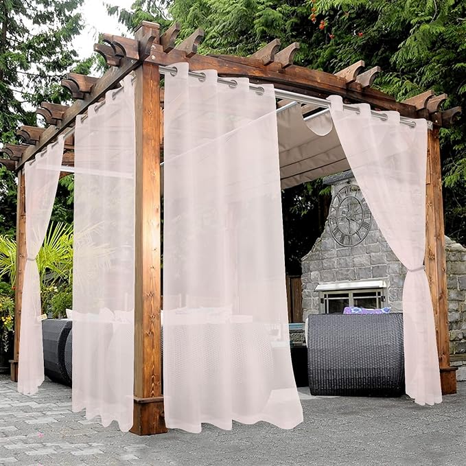 BONZER Sheer Outdoor Curtains for Patio Waterproof 2 Panels | Grommet Light by Bonzer