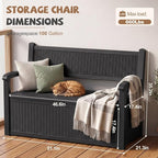 EFU Outdoor Bench Storage Deck Box, 100 Gallon Waterproof Wicker | Patio - Image 3