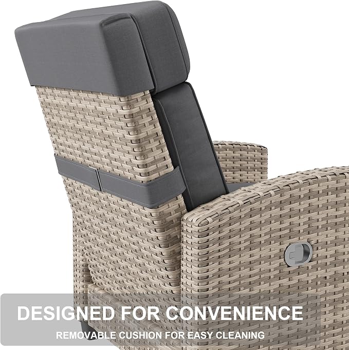 Outdoor Recliner Chair with Flip-Up Side Table & Linked Reclining Mechanism – - Image 5