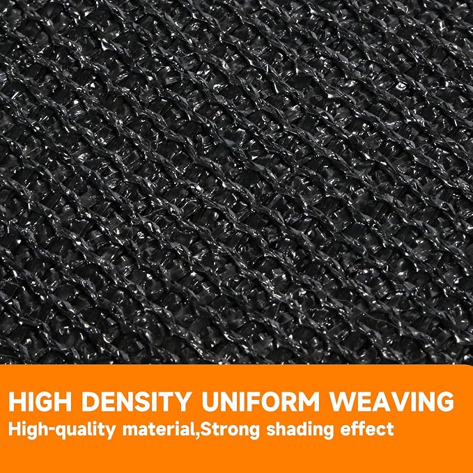 90% Shading Rate 10'x12' Black Shade Cloth, UV Resistant Durable Mesh Tarp - Image 4