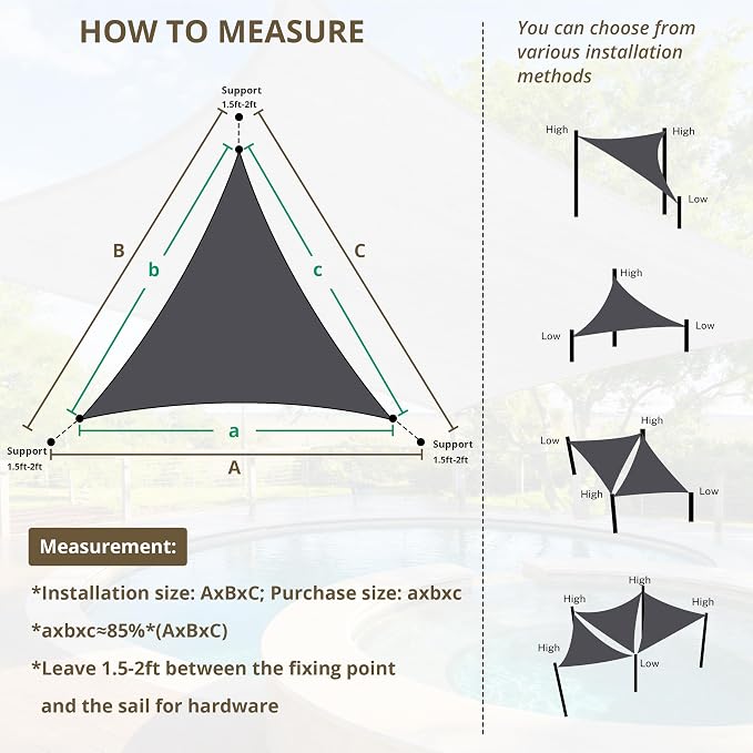 20' x20' x20' Triangle Sun Shade Sail - Image 4