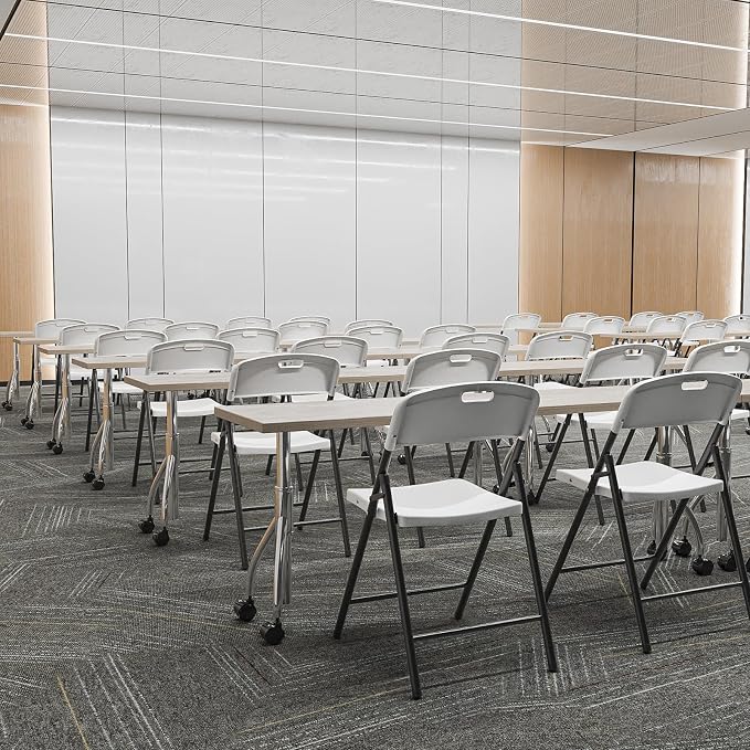 Bonnlo 4-Pack White Plastic Folding Chairs, Portable Seat - Image 9