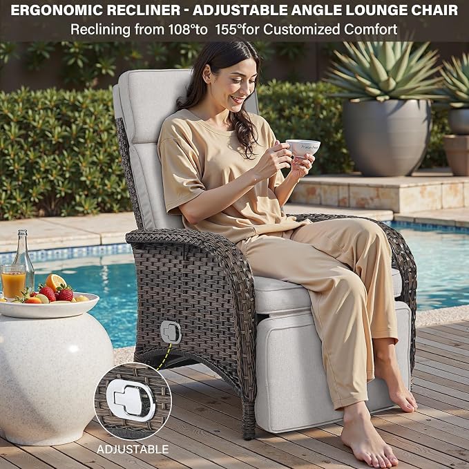Versatile Outdoor Recliner Chair Set of 3 - Image 3