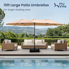PHI VILLA 15ft Large Outdoor Patio Umbrella - Image 2