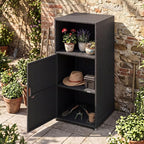 Tangkula Rattan Outdoor Storage Cabinet, Patiojoy PE Wicker Outdoor Cabinet - Image 9