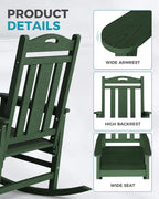 Oversized Outdoor Rocking Chairs Set of 2, 380lbs Heavy-Duty Large Patio Rocker - Image 4