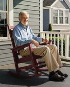 SERWALL Rocking Chair Set of 2, HDPE Rocker, Crimson Red | 21.1" Widened Seat - Image 2