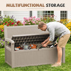 EFU Outdoor Bench Storage Deck Box, 100 Gallon Waterproof Wicker | Patio - Image 2