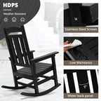 LUE BONA Rocking Chair Outdoor, Weather Resistant Poly Plastic Rocker Chairs - Image 3