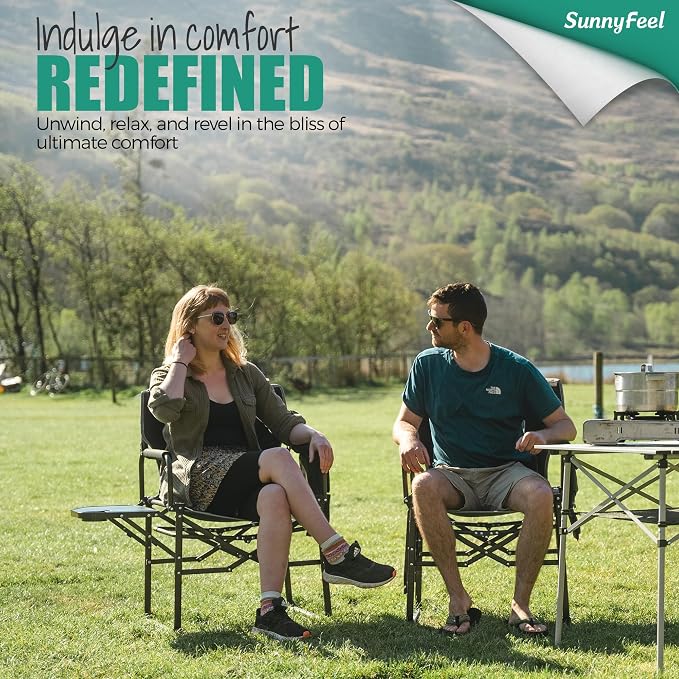 SUNNYFEEL Camping Directors Chair, Heavy Duty, Oversized Portable Folding Chair - Image 4