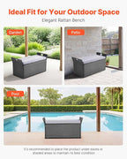 VEVOR Outdoor Storage Bench, 2-Person PE Rattan Storage Bench, 40 Gal Deck Box - Image 8