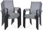 Patio Chairs Set of 8, Stackable Outdoor Dining Chairs, All Weather Breathable by WENTUM