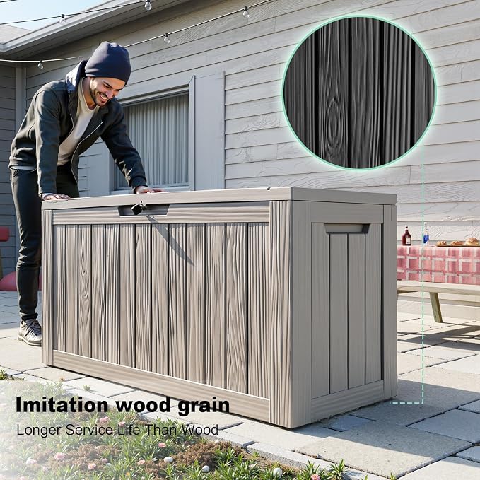 DRATO 85 Gallon Outdoor Storage Box Waterproof, Lockable Resin Deck Box - Image 3