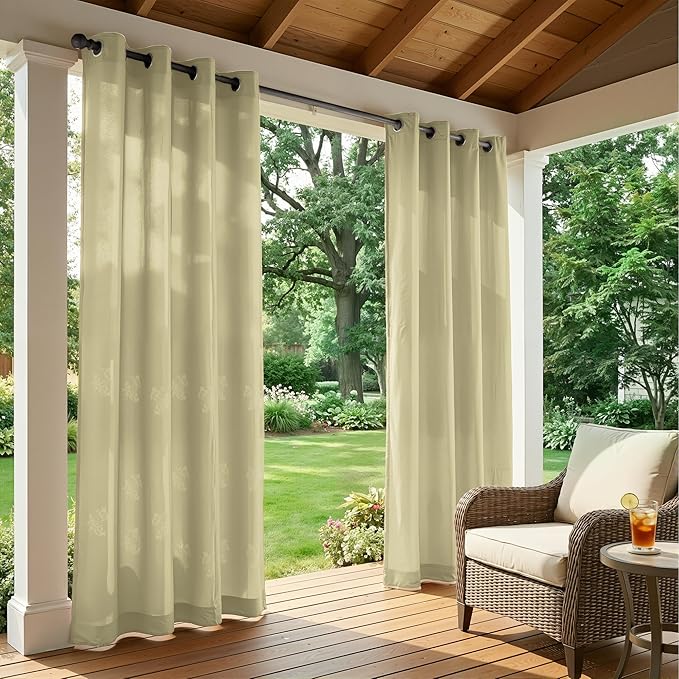 Set of 4 Outdoor Curtains for Patio Waterproof, Breathable Grommet Panels for - Image 2