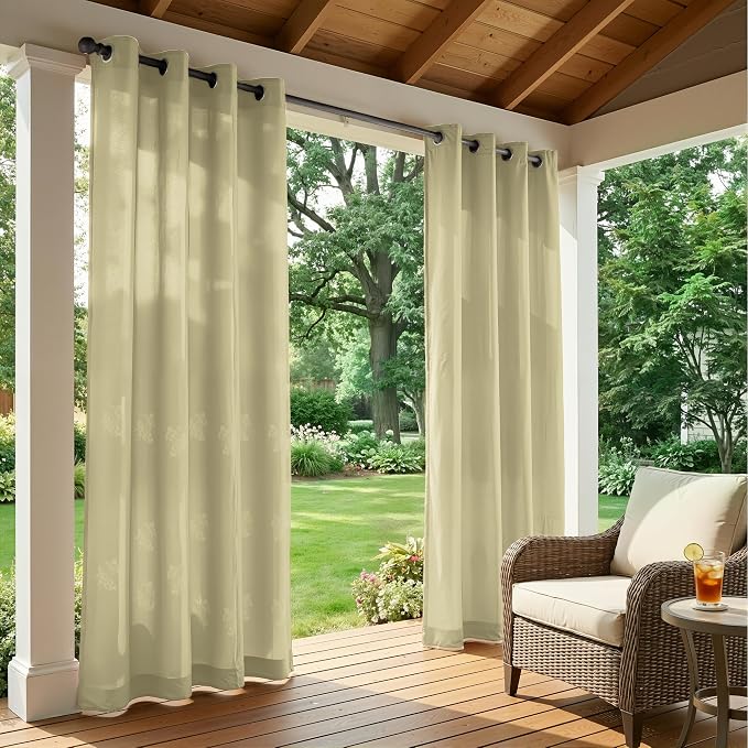 Set of 6 Outdoor Curtains for Patio Waterproof, Breathable Grommet Panels for - Image 2