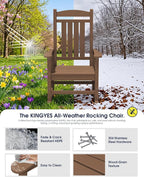 Oversized Outdoor Rocking Chairs Set of 4, HDPE Porch Rocker - Image 5