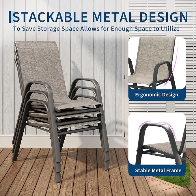 Garvee Patio Chairs Set of 4, Stackable Chairs - Image 4
