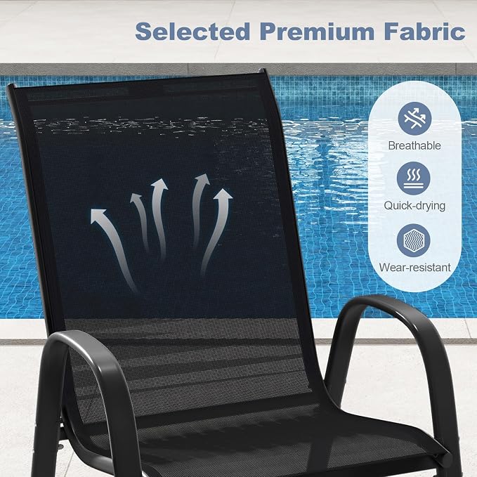 Tangkula Patio Dining Chairs Set of 2, Outdoor Stackable All Weather Heavy Duty - Image 5