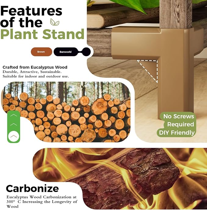 Bamworld Plant Stand Indoor Corner Plant Shelf Outdoor - Image 6