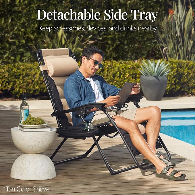 Best Choice Products Oversized Padded Zero Gravity Chair, Folding Outdoor Patio - Image 6