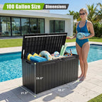 Flamaker Resin Deck Box 100 Gallon Large Outdoor Storage Box Waterproof | - Image 2
