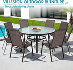 24.4" Wide Outdoor Stackable Chairs Set of 8 | Stacking Patio Chairs - Image 9