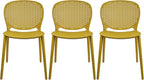2xhome Set of 3 Patio Dining Chairs | Modern Stackable Outdoor Pool Side Chair by 2xhome