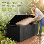 Flamaker 180 Gallon Large Outdoor Storage Box Waterproof, XL Resin Deck Box | - Image 3
