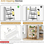 Foldable Ladder Shelf 39.4", Plant Shelf 3 Tier, Bamboo Ladder Flower Pot - Image 6