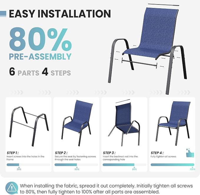 Patio Dining Chairs Set of 4, Outdoor Stackable Dining Chairs High Back - Image 6