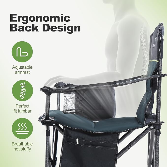 LET'S CAMP Folding Camping Chair Oversized Heavy Duty Padded Outdoor Chair | - Image 8