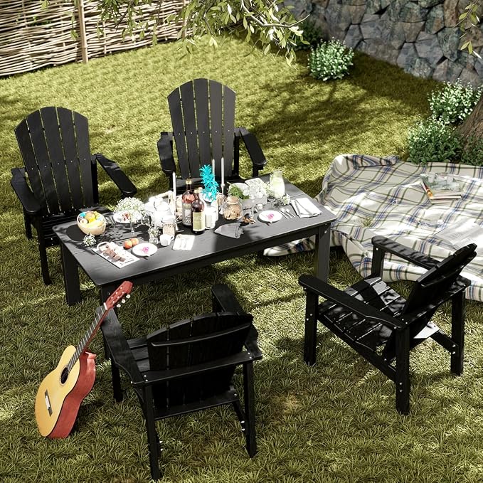 Stackable Set, 2 Chairs with 47in Table, All-Weather HDPE, 380 lbs Each + - Image 4