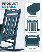 Oversized Outdoor Rocking Chair, 380lbs Heavy-Duty Large Patio Rocker, Weather - Image 6