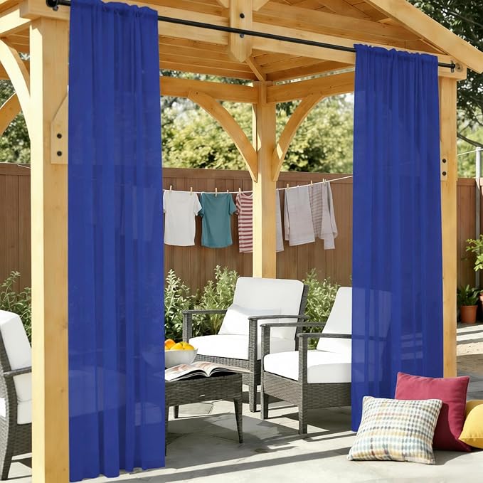 Outdoor Sheer Curtains for Patio Waterproof, 4 Panels Rod Pocket Indoor/Outdoor - Image 7